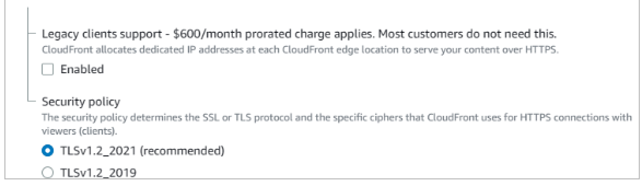 Console second screenshot of Settings- CloudFront distribution